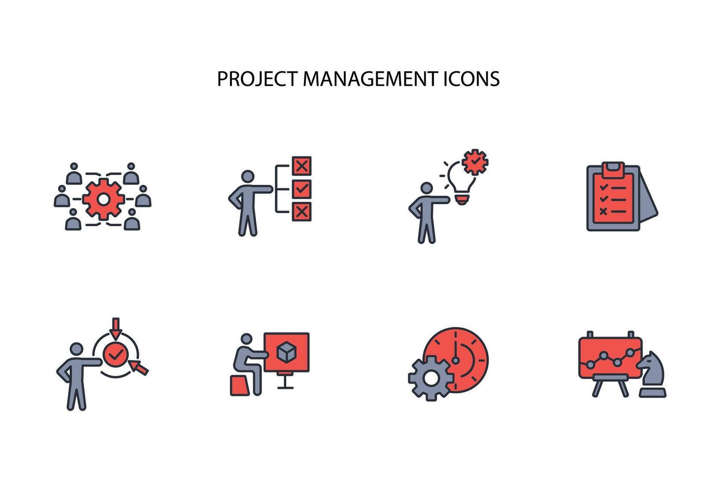 Project Management icon set..Editable stroke.linear style sign for use web design,logo.Symbol illustration. vector