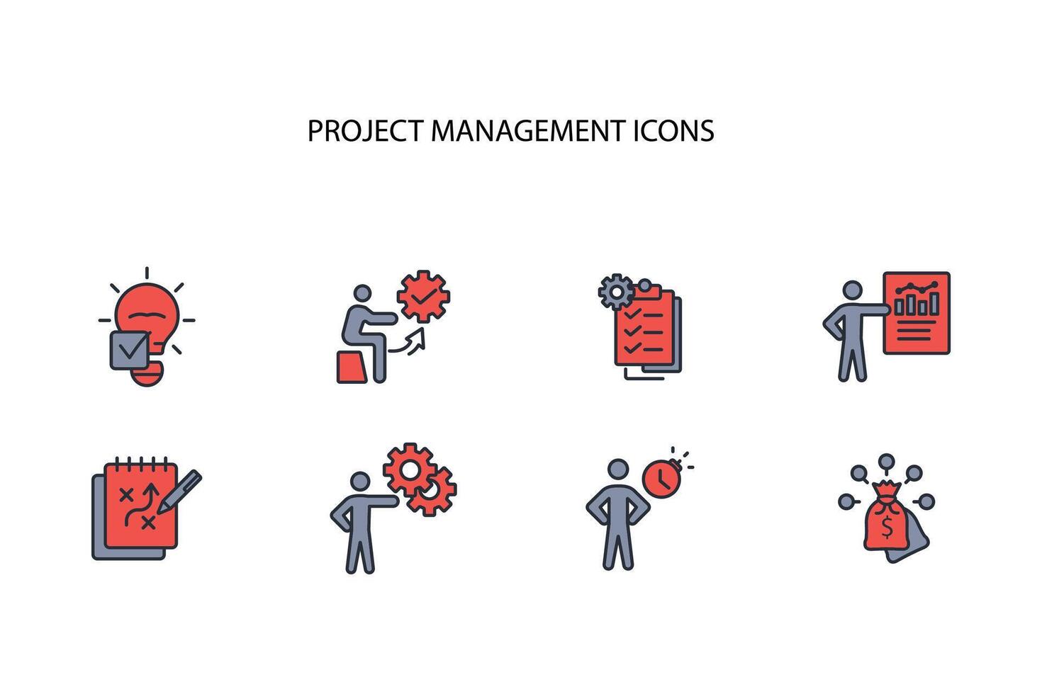 Project Management icon set..Editable stroke.linear style sign for use web design,logo.Symbol illustration. vector