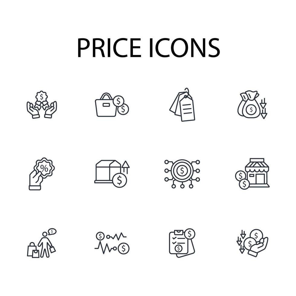 Price icon set..Editable stroke.linear style sign for use web design,logo.Symbol illustration. vector