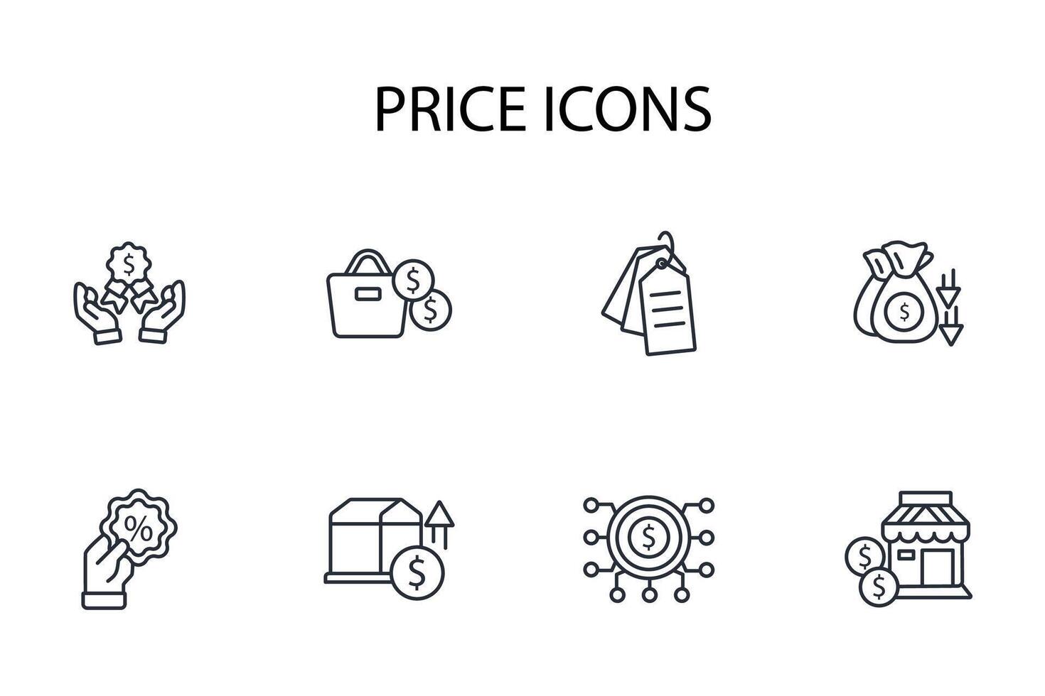 Price icon set..Editable stroke.linear style sign for use web design,logo.Symbol illustration. vector
