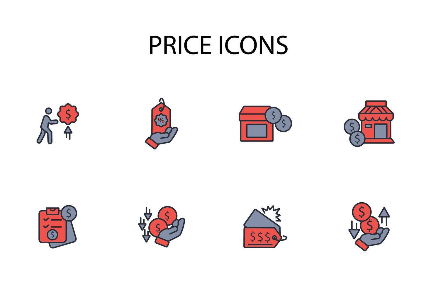 Price icon set..Editable stroke.linear style sign for use web design,logo.Symbol illustration. vector
