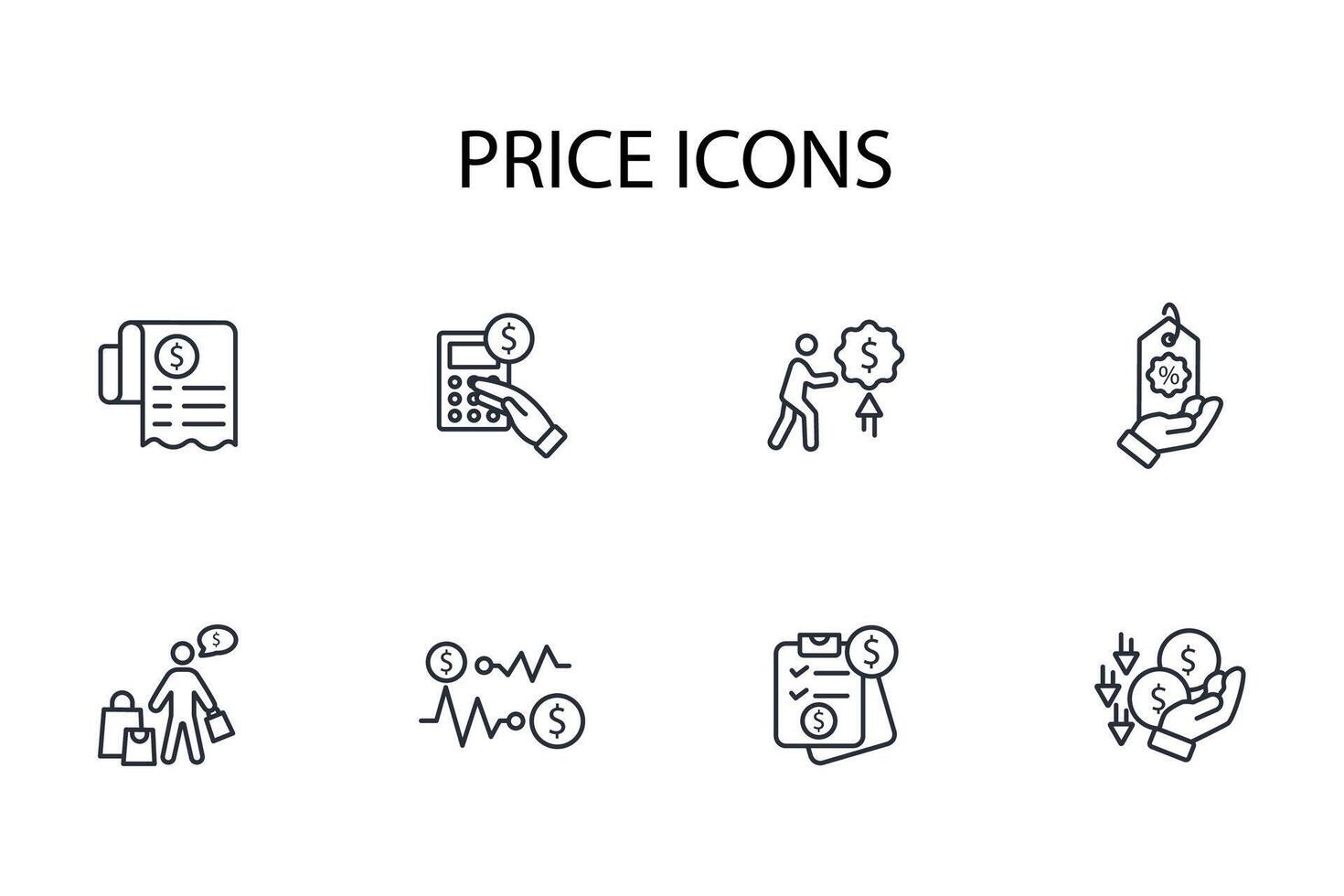 Price icon set..Editable stroke.linear style sign for use web design,logo.Symbol illustration. vector