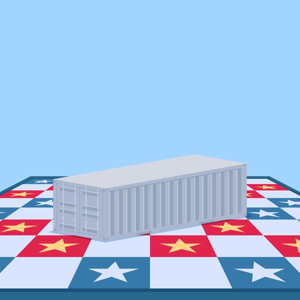 containers are on a chessboard, a metaphor for the trade war. Simple flat conceptual illustration. vector