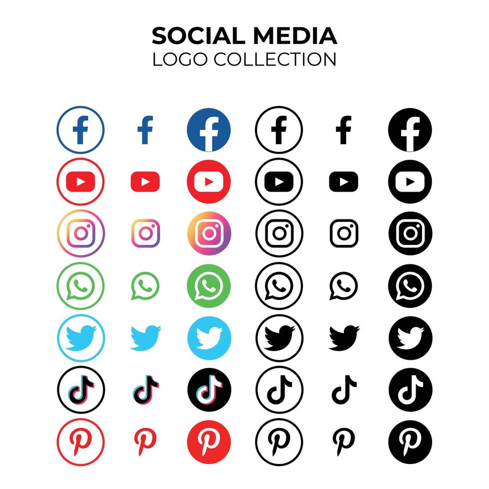 Social media logo collection vector
