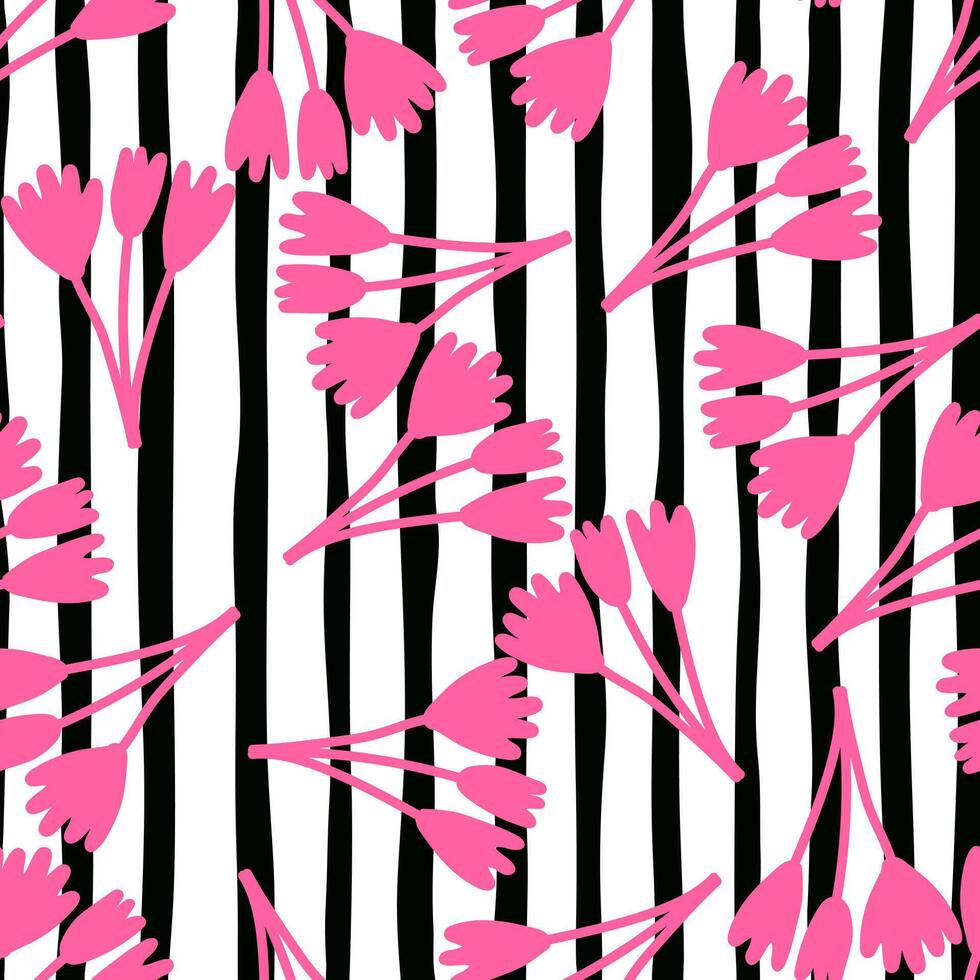 Blooming tulips and botanical elements in vibrant colors. vector