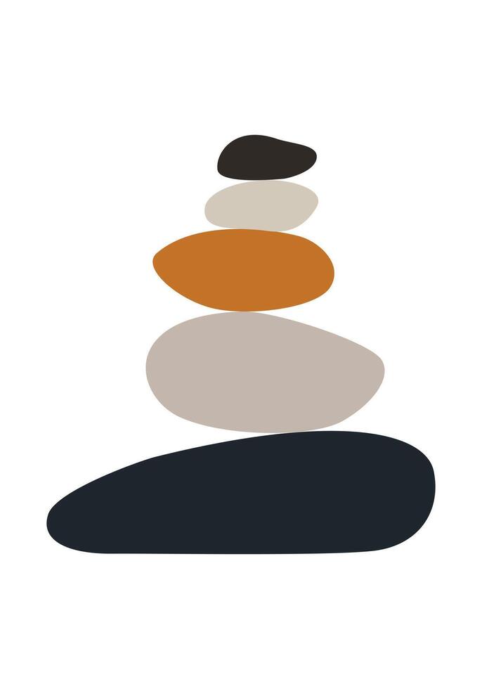 Minimalistic balance pebble stone zen silhouette. Colored stack rock design poster. vector