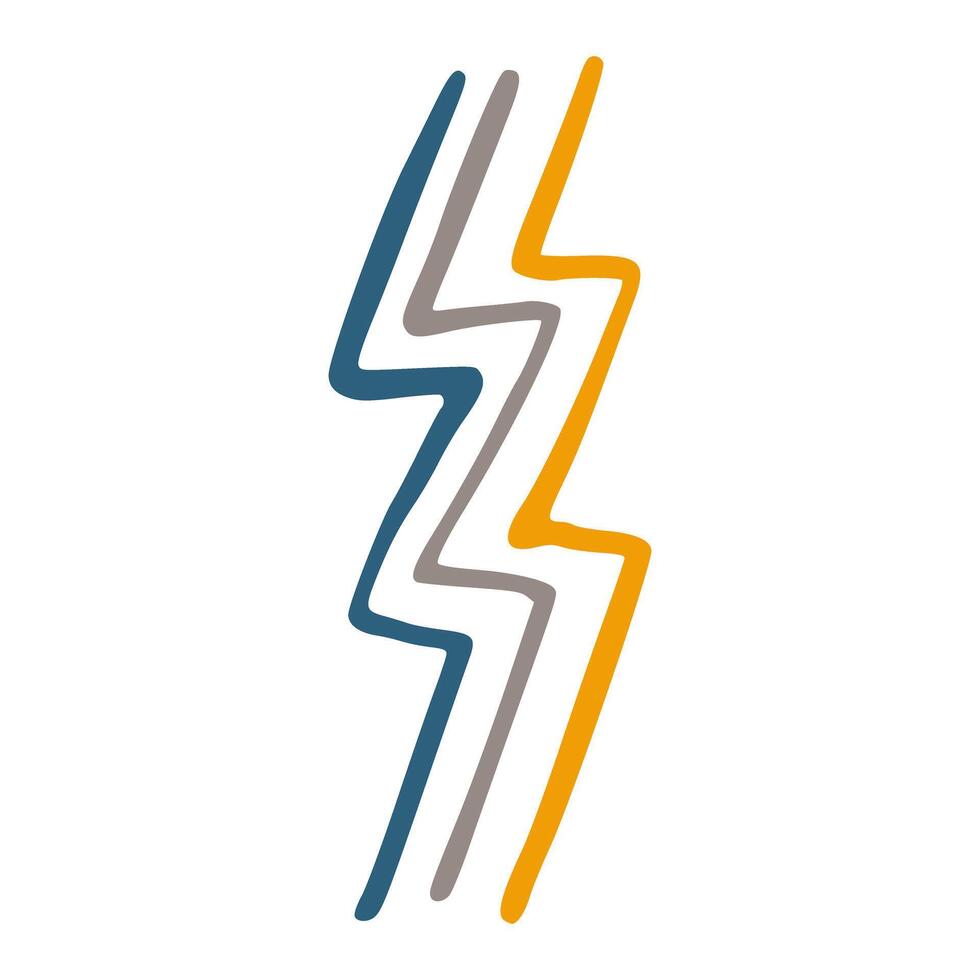 Abstract Zigzag Lightning Bolt Shapes in Blue, Gray, and Yellow Minimalist Art vector