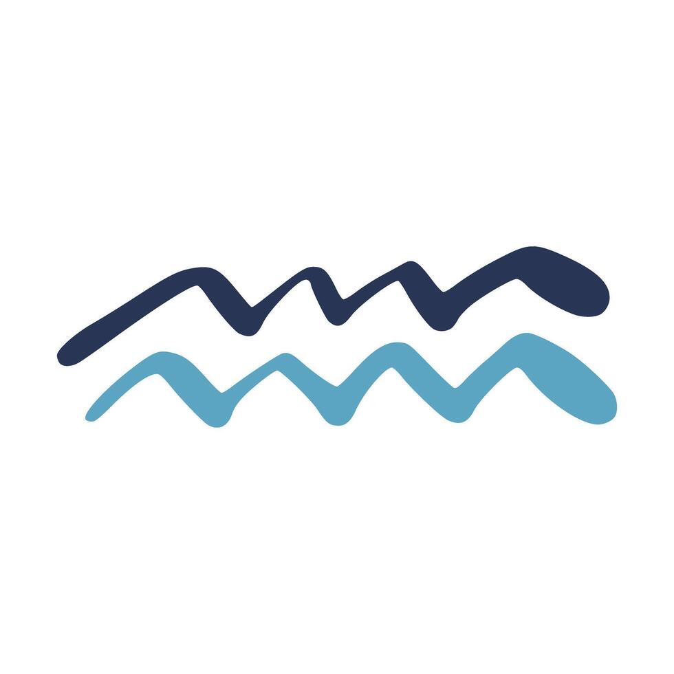 Abstract Wavy Lines in Blue and Light Blue Tones Minimalist Art vector