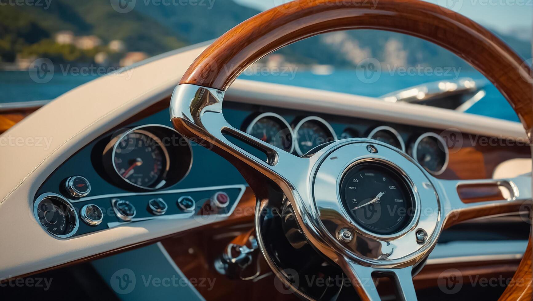 Rudder of a luxury yacht close-up photo