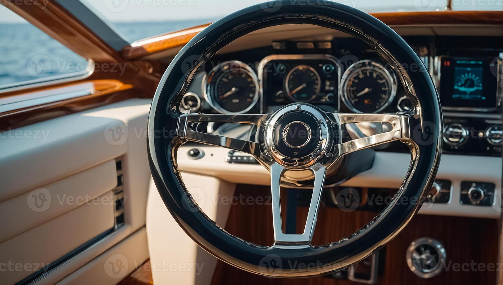 Rudder of a luxury yacht close-up photo