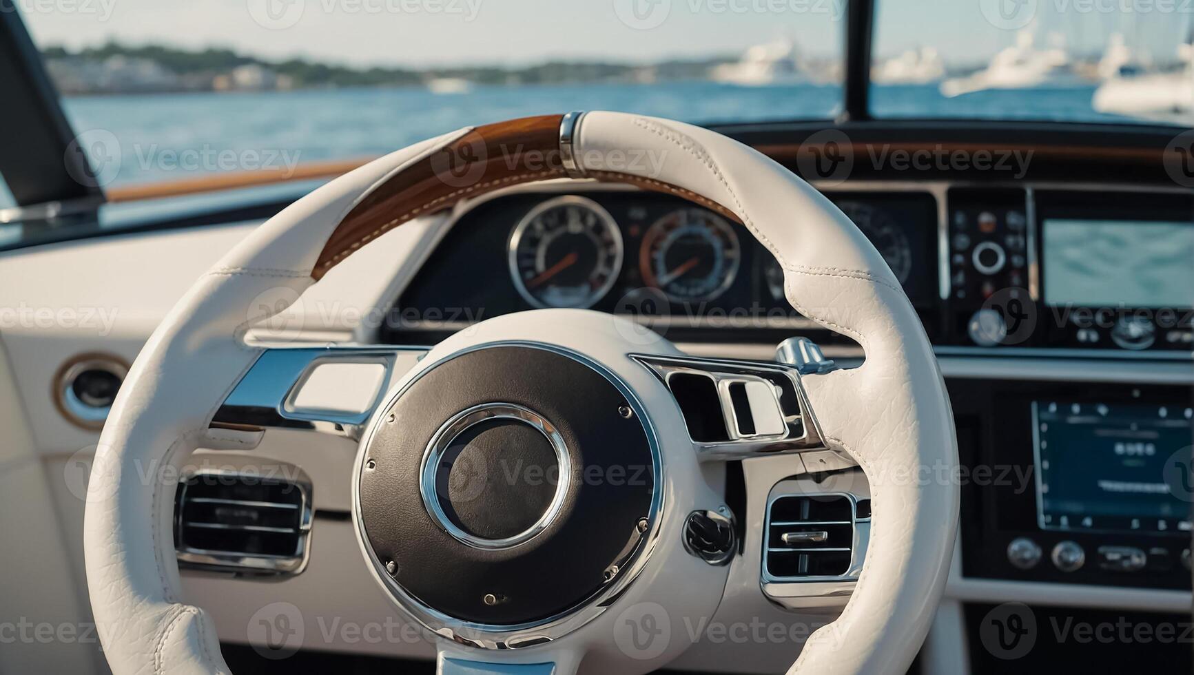 Rudder of a luxury yacht close-up photo