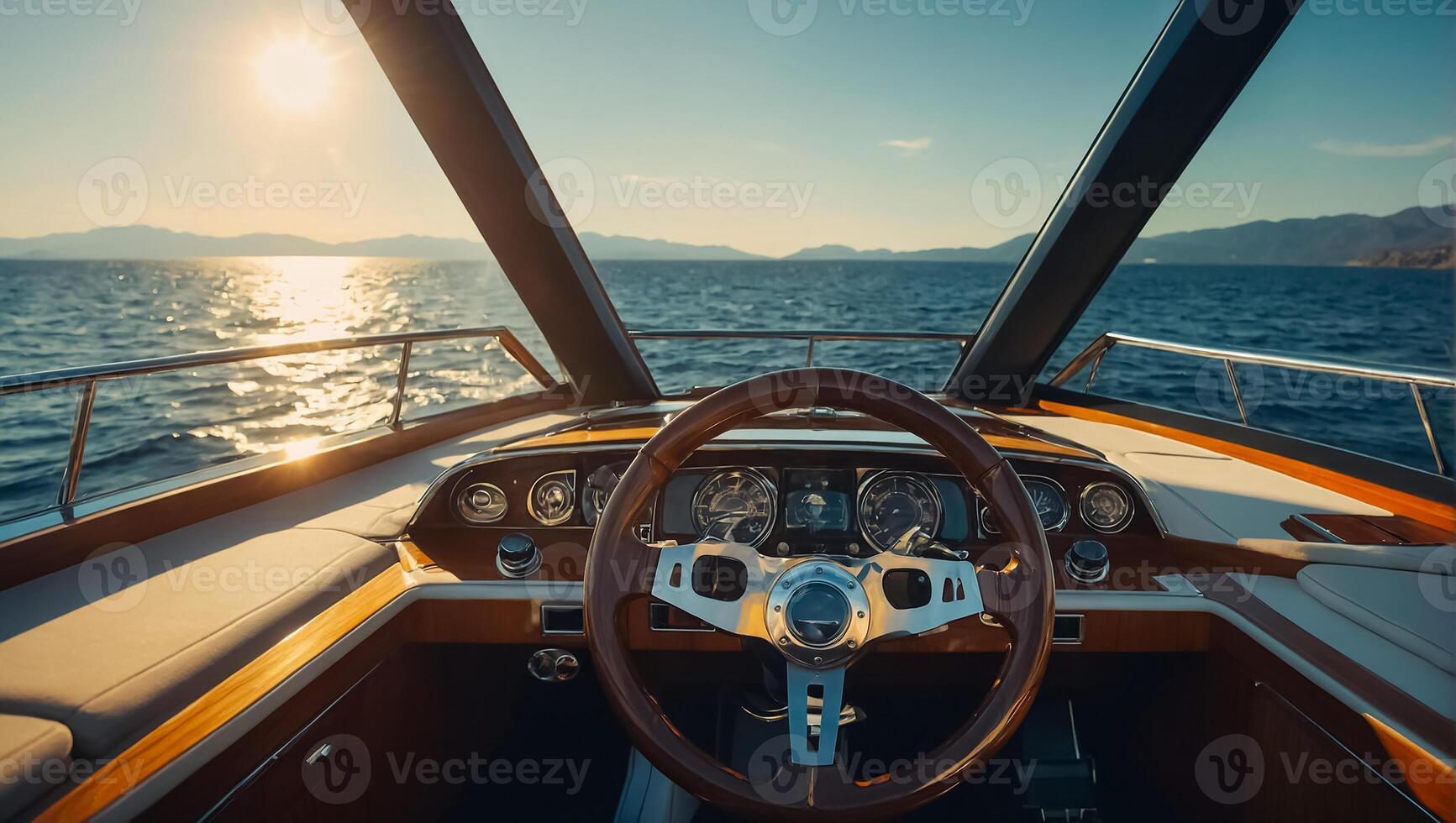 Rudder of a luxury yacht close-up photo