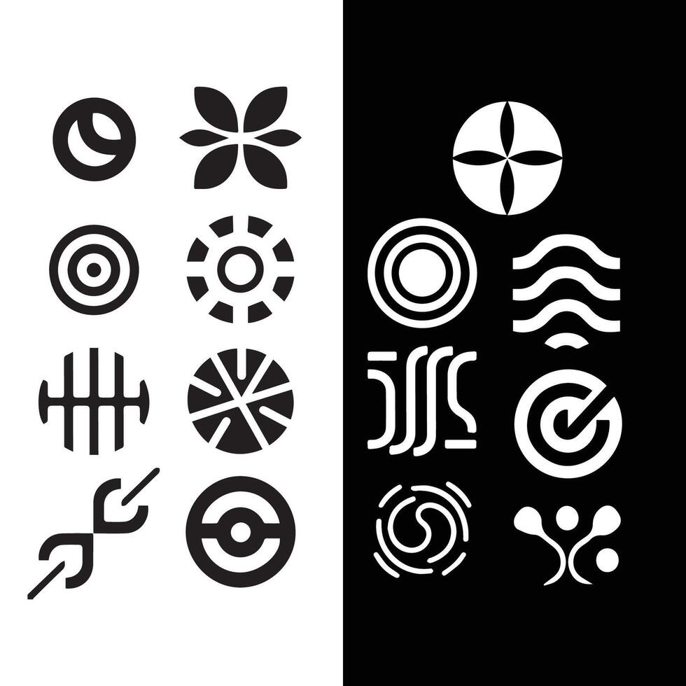 Different icon set black and white ai vector