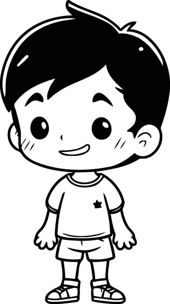 Boy standing and smiling isolated on white background. cartoon illustration. vector