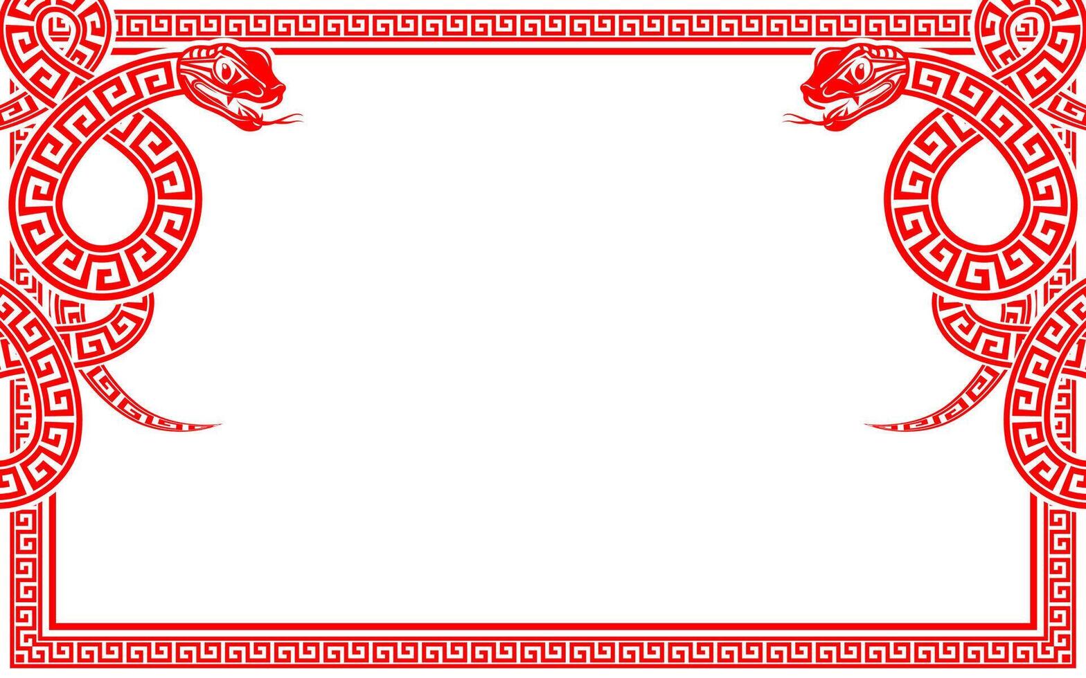 Happy chinese new year 2025 the snake zodiac sign with frame red a paper cut style vector