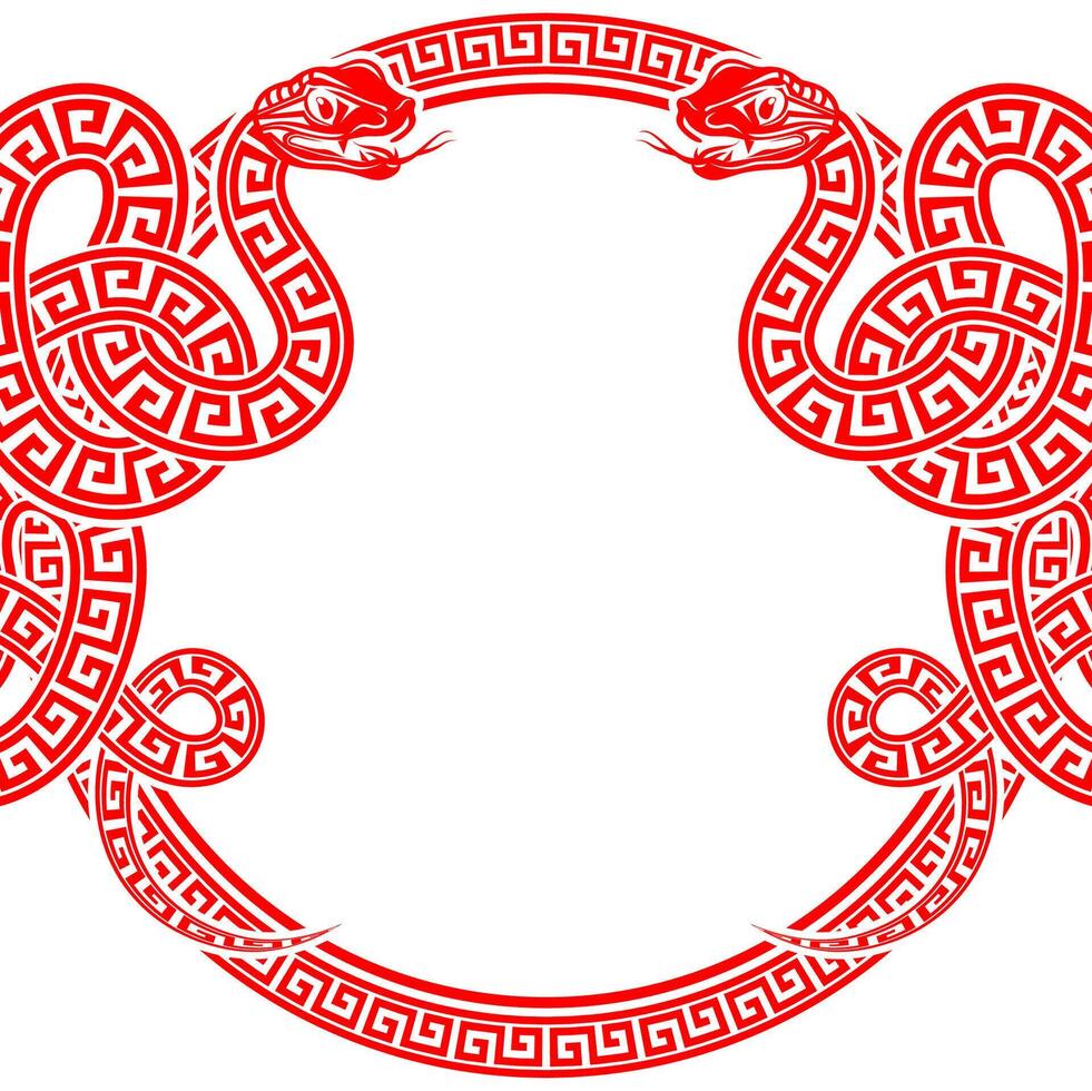 Happy chinese new year 2025 the snake zodiac sign with frame red a paper cut style vector