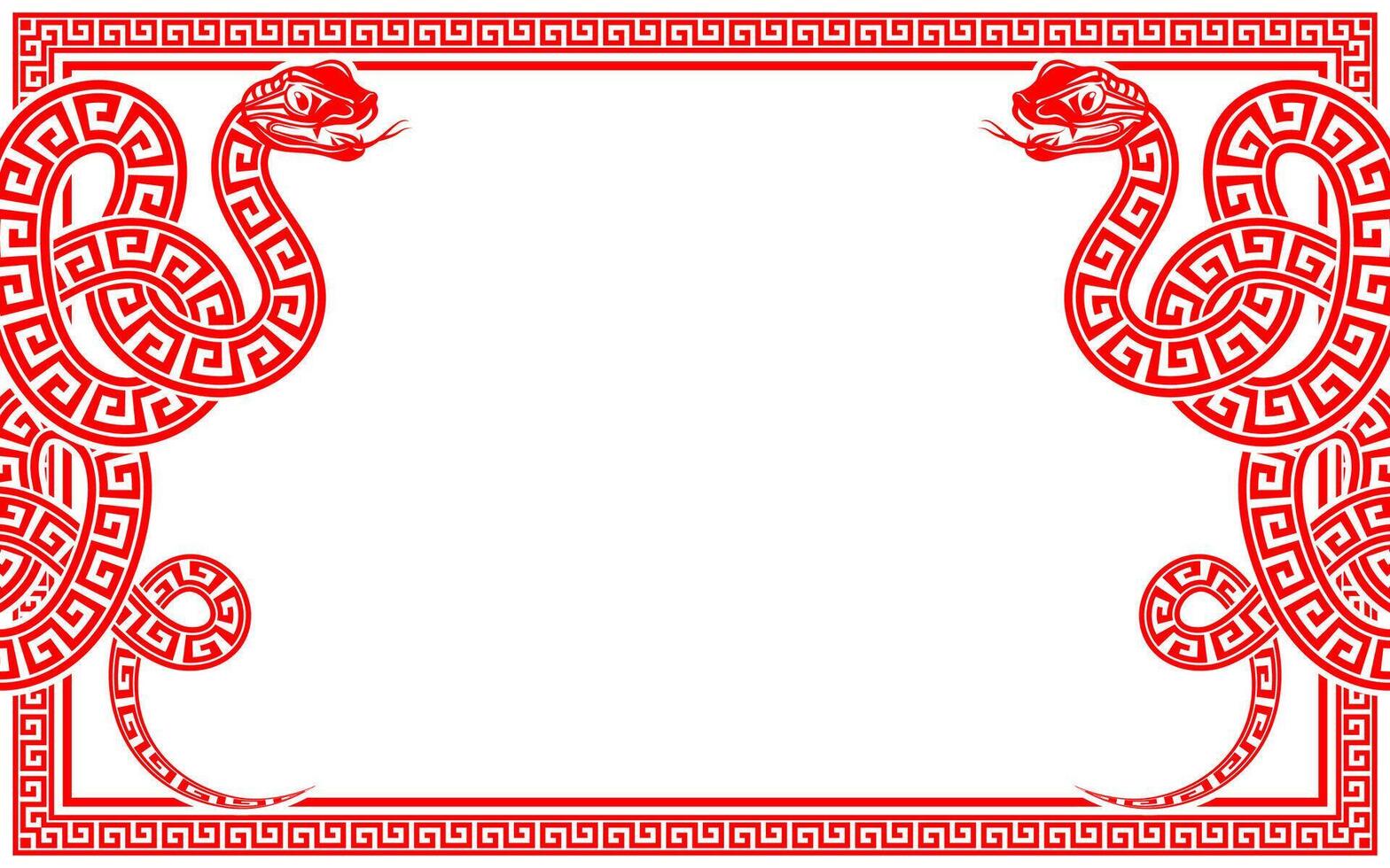 Happy chinese new year 2025 the snake zodiac sign with frame red a paper cut style vector