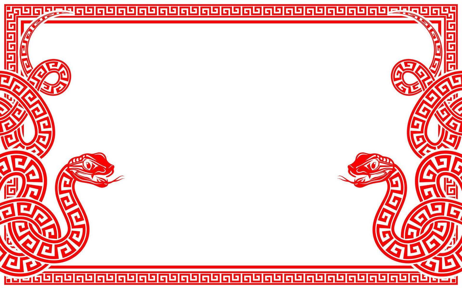 Happy chinese new year 2025 the snake zodiac sign with frame red a paper cut style vector