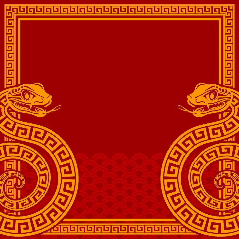 Happy chinese new year 2025 the snake zodiac sign with frame red a paper cut style on color background. vector