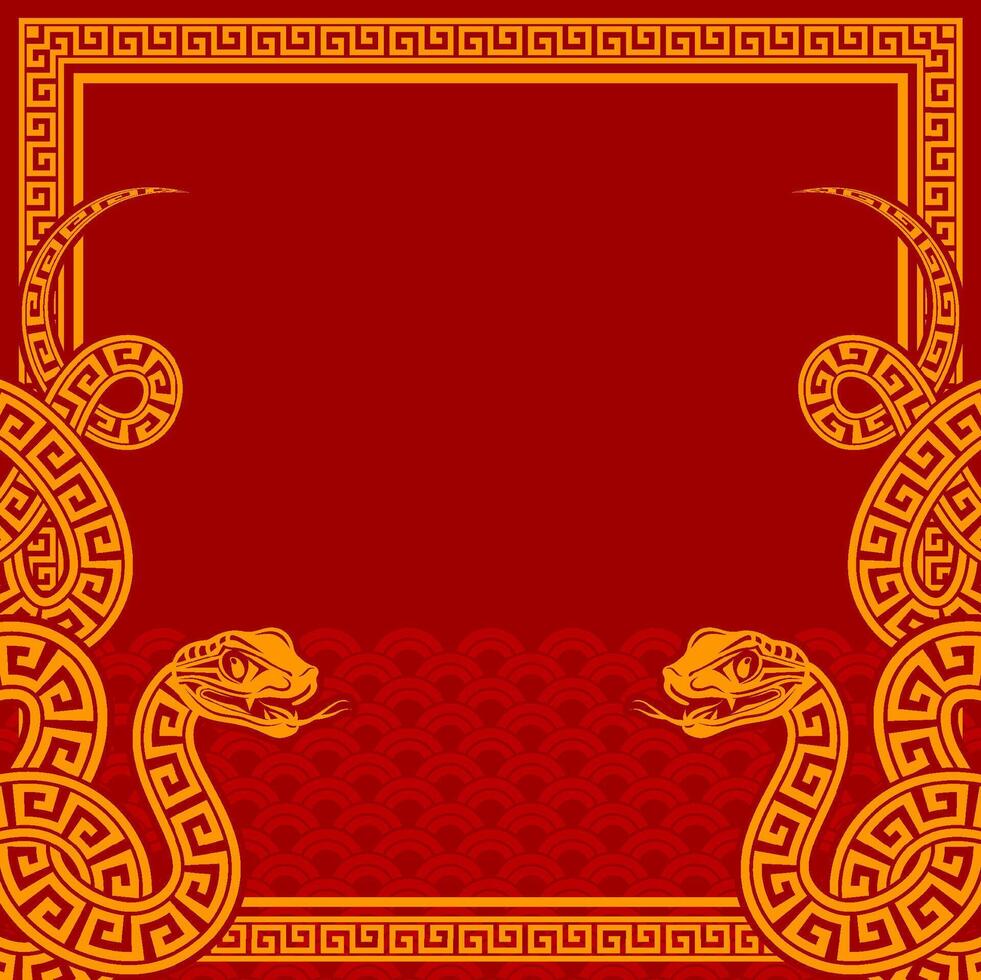 Happy chinese new year 2025 the snake zodiac sign with frame red a paper cut style on color background. vector