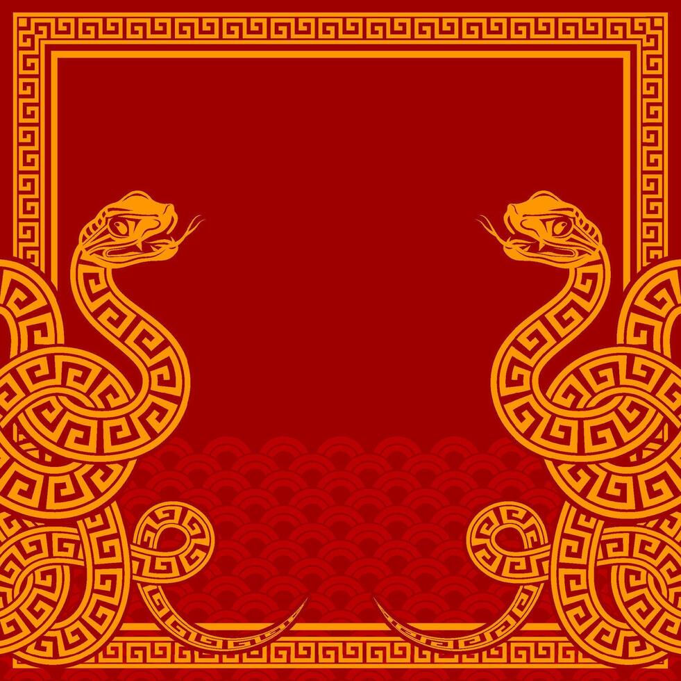 Happy chinese new year 2025 the snake zodiac sign with frame red a paper cut style on color background. vector