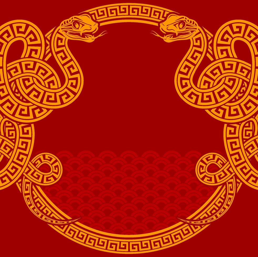 Happy chinese new year 2025 the snake zodiac sign with frame red a paper cut style on color background. vector