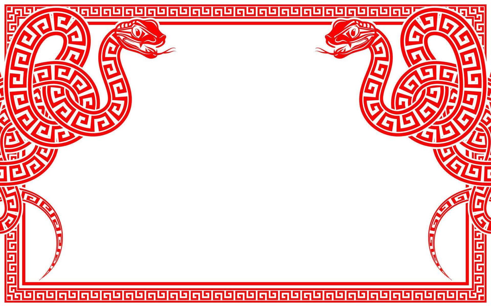Happy chinese new year 2025 the snake zodiac sign with frame red a paper cut style vector