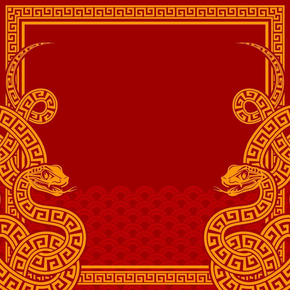Happy chinese new year 2025 the snake zodiac sign with frame red a paper cut style on color background. vector