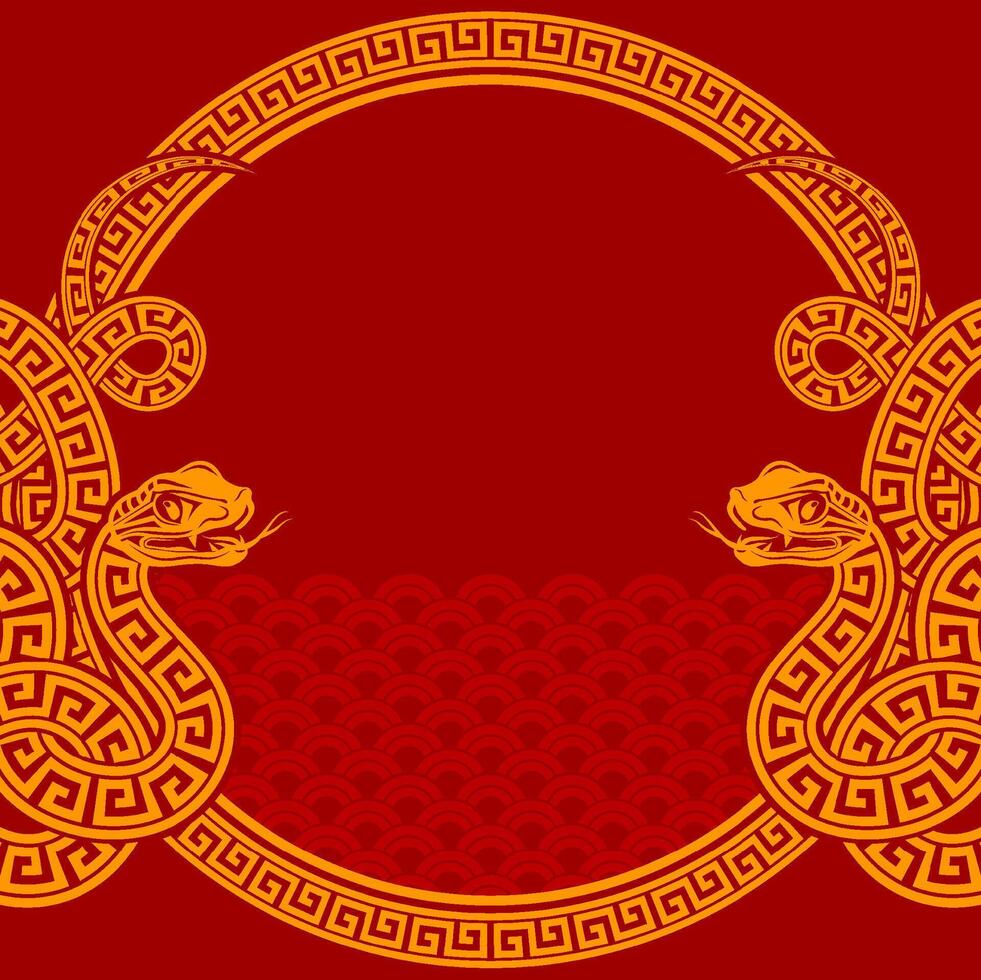 Happy chinese new year 2025 the snake zodiac sign with frame red a paper cut style on color background. vector