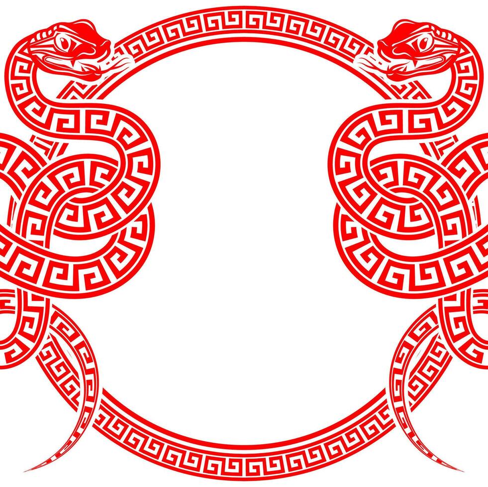 Happy chinese new year 2025 the snake zodiac sign with frame red a paper cut style vector