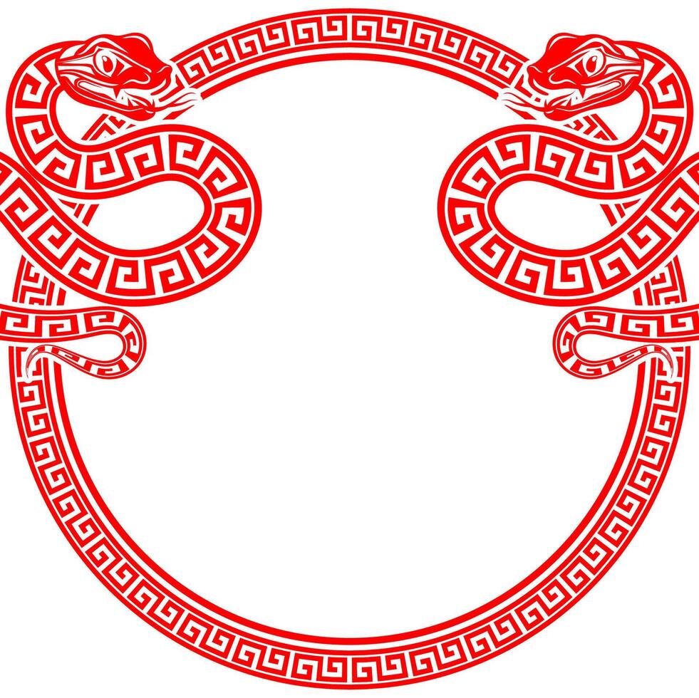 Happy chinese new year 2025 the snake zodiac sign with frame red a paper cut style vector