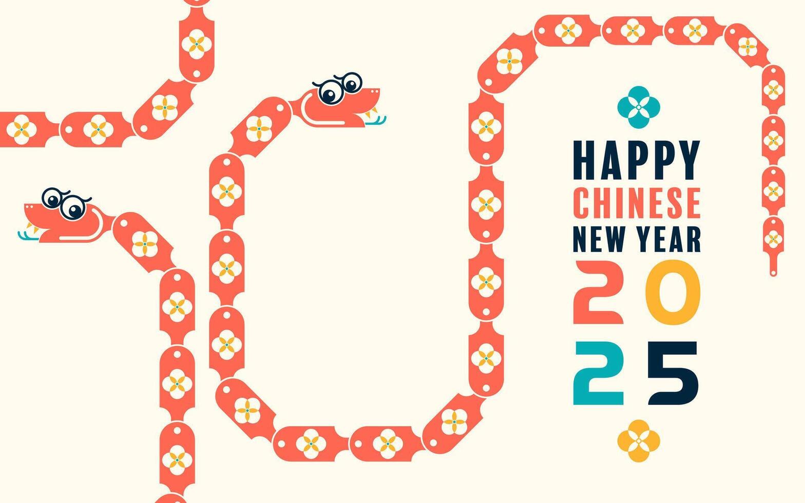 Happy chinese new year 2025 the snake zodiac sign with minimal trendy design modern flat geometric elements red paper cut style on color background. vector