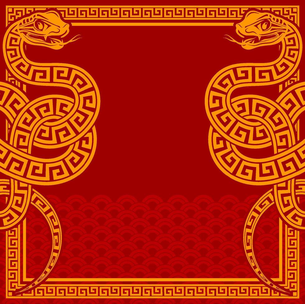 Happy chinese new year 2025 the snake zodiac sign with frame red a paper cut style on color background. vector