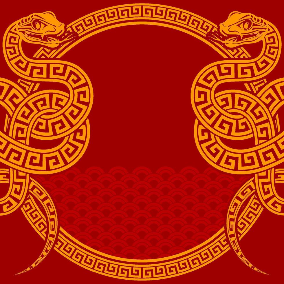 Happy chinese new year 2025 the snake zodiac sign with frame red a paper cut style on color background. vector