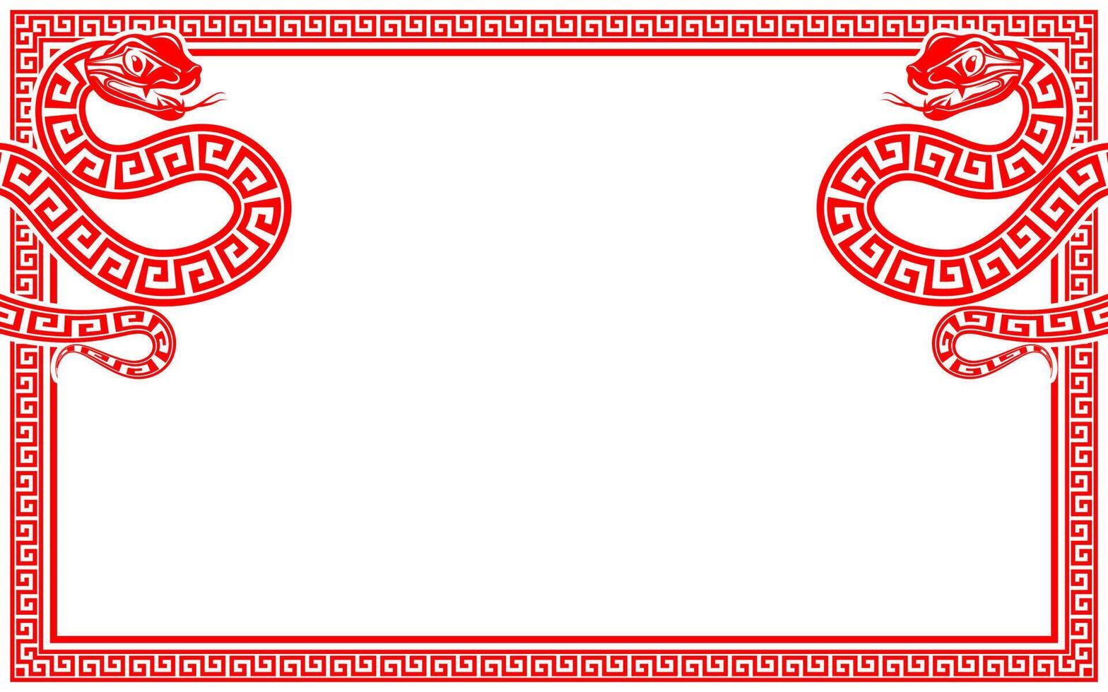 Happy chinese new year 2025 the snake zodiac sign with frame red a paper cut style vector