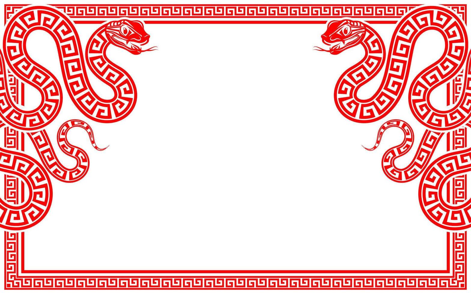 Happy chinese new year 2025 the snake zodiac sign with frame red a paper cut style vector