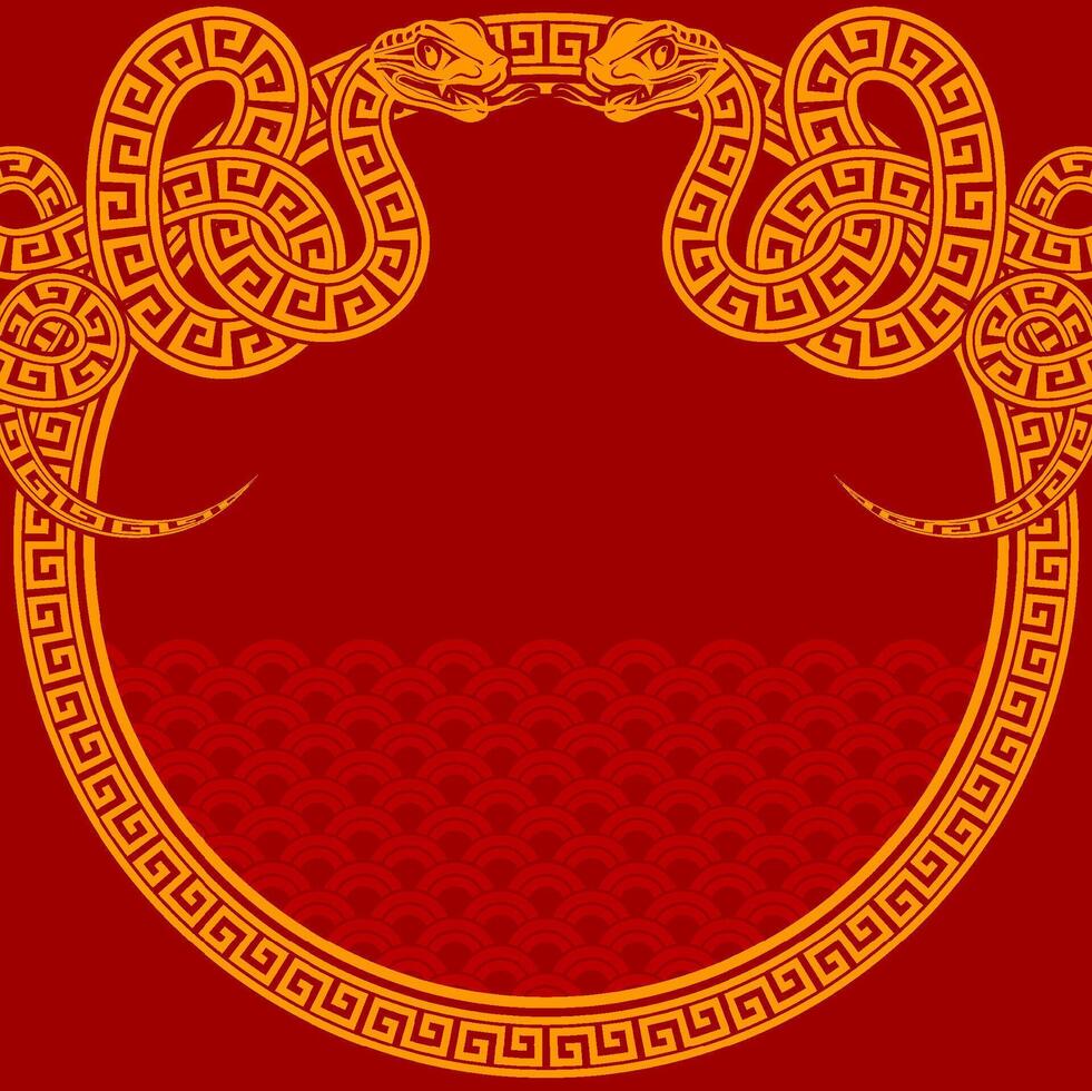 Happy chinese new year 2025 the snake zodiac sign with frame red a paper cut style on color background. vector