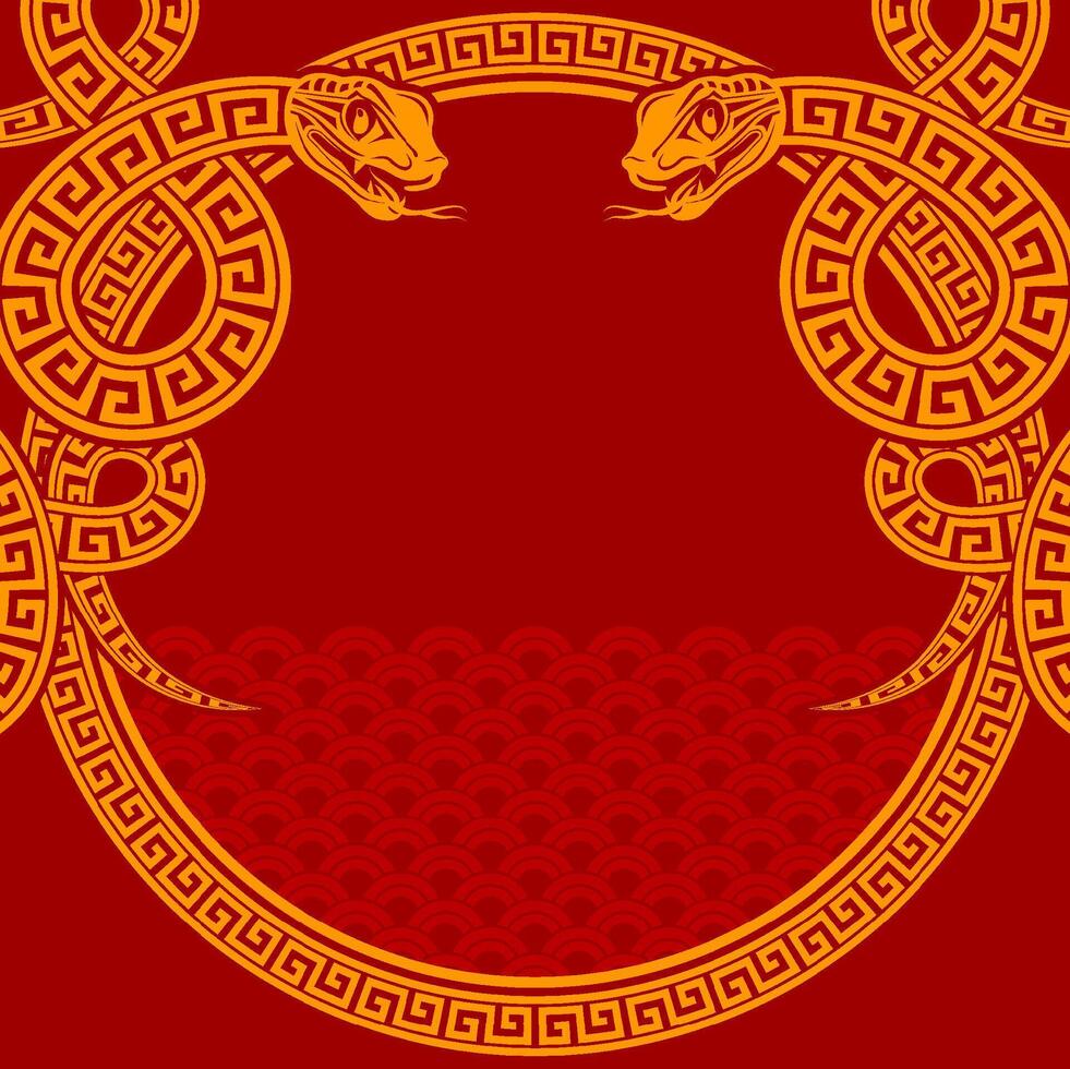Happy chinese new year 2025 the snake zodiac sign with frame red a paper cut style on color background. vector