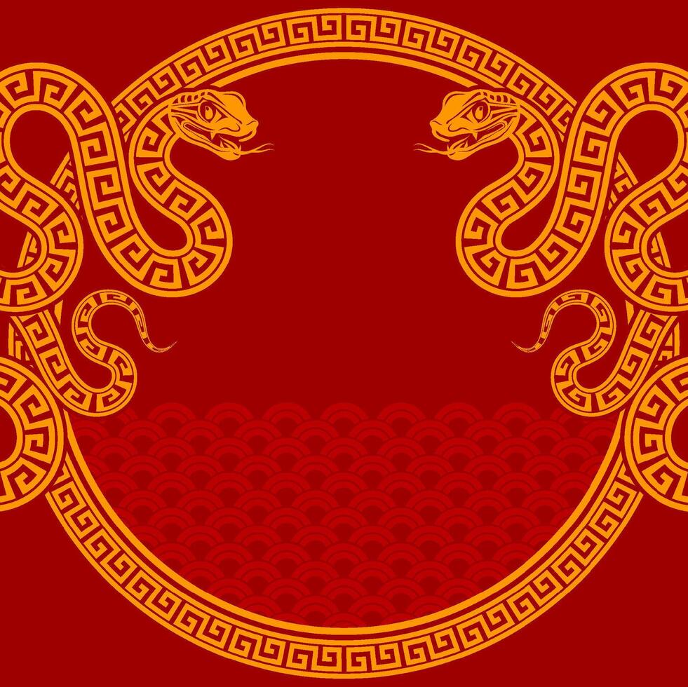 Happy chinese new year 2025 the snake zodiac sign with frame red a paper cut style on color background. vector