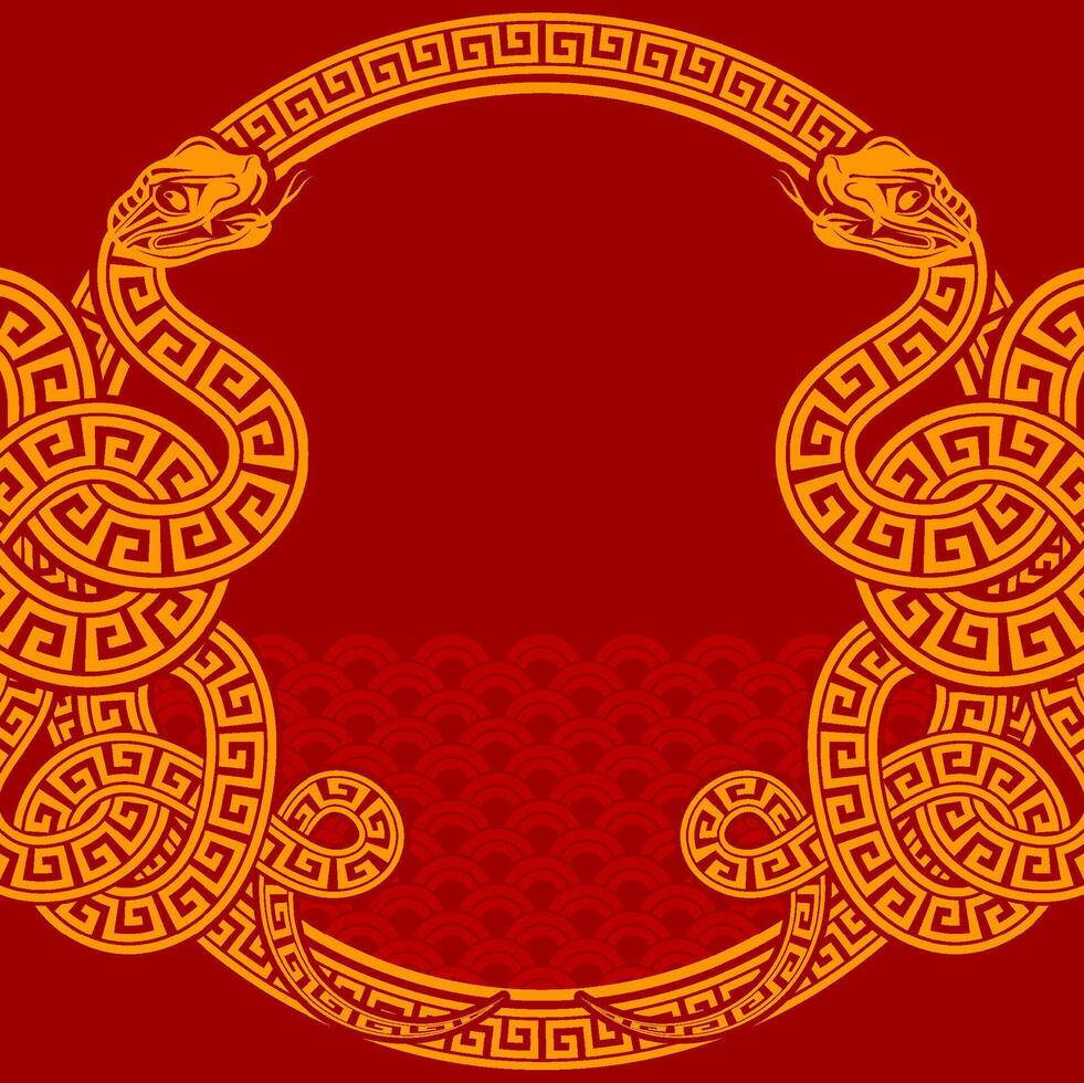 Happy chinese new year 2025 the snake zodiac sign with frame red a paper cut style on color background. vector