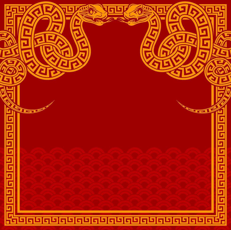 Happy chinese new year 2025 the snake zodiac sign with frame red a paper cut style on color background. vector