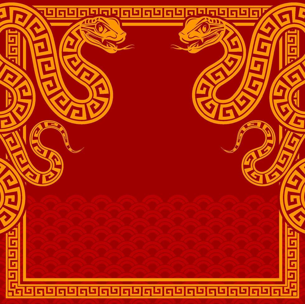 Happy chinese new year 2025 the snake zodiac sign with frame red a paper cut style on color background. vector