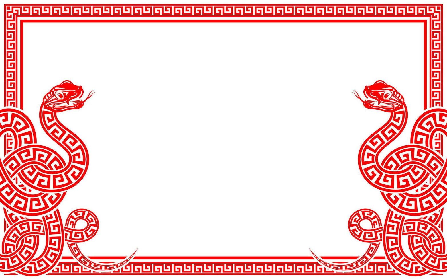 Happy chinese new year 2025 the snake zodiac sign with frame red a paper cut style vector