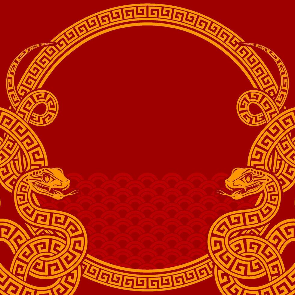 Happy chinese new year 2025 the snake zodiac sign with frame red a paper cut style on color background. vector