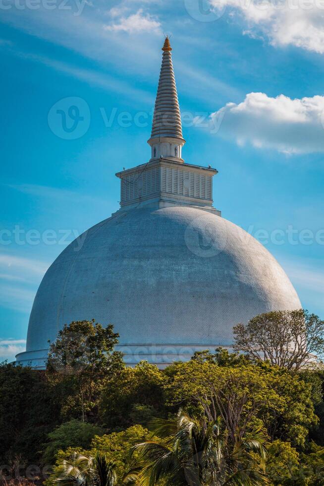 Mahaseya Dagoba Buddhist stupe in Mihintale, Sri Lanka, on sunset photo