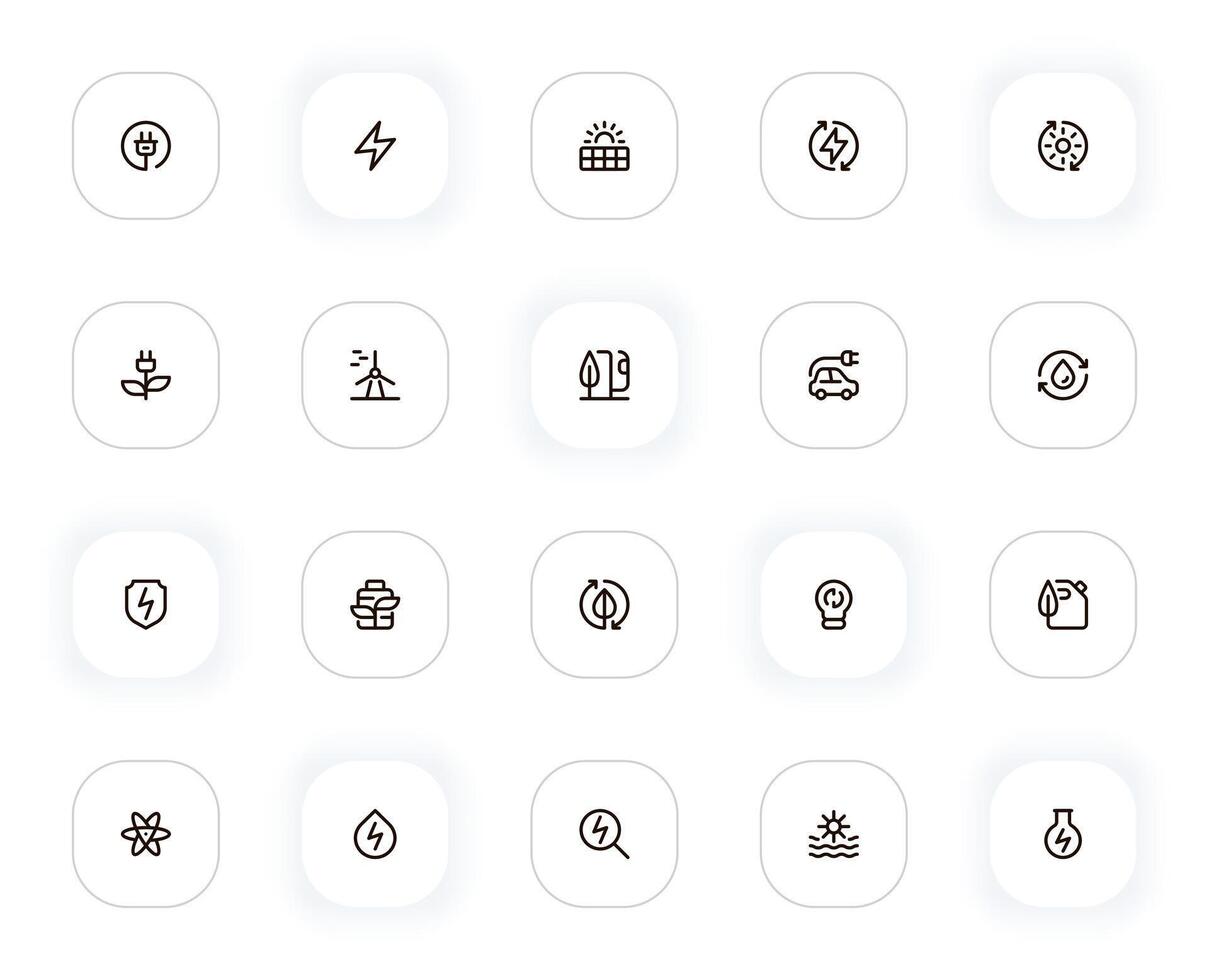 Energy and Renewable line icons set. Charge, alternative power, ecology, electric car, battery. outline pictograms for web and ui, ux mobile app design. Editable Stroke. 24x24 Pixel Perfect. vector