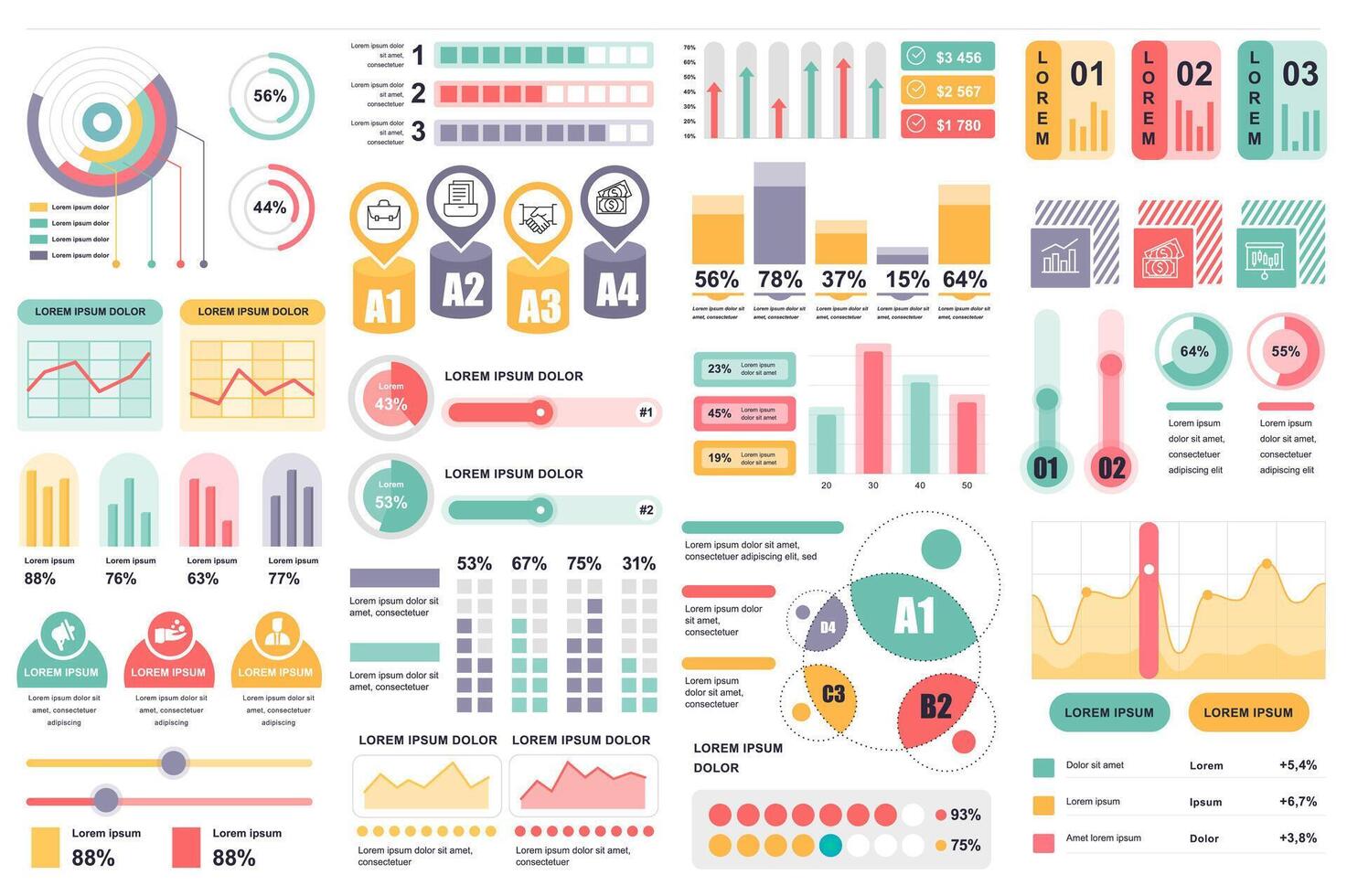Bundle infographic elements data visualization design template. Can be used for steps, business processes, workflow, diagram, flowchart concept, timeline, marketing icons, info graphics. vector