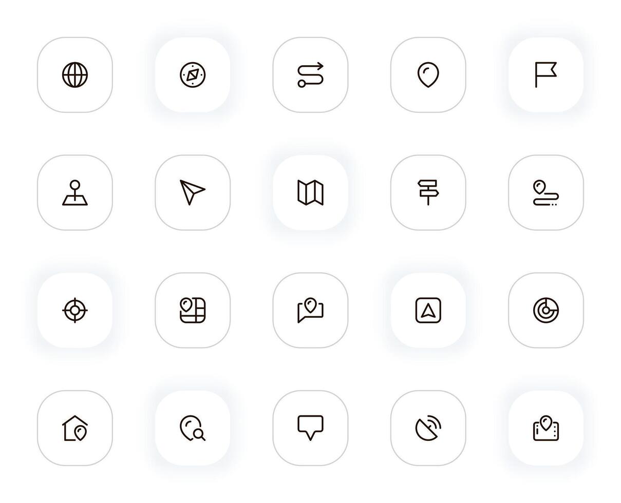 Navigation and maps line icons set. Globe, compass, route, location, target and other buttons. outline pictograms for web and ui, ux mobile app design. Editable Stroke. 24x24 Pixel Perfect. vector
