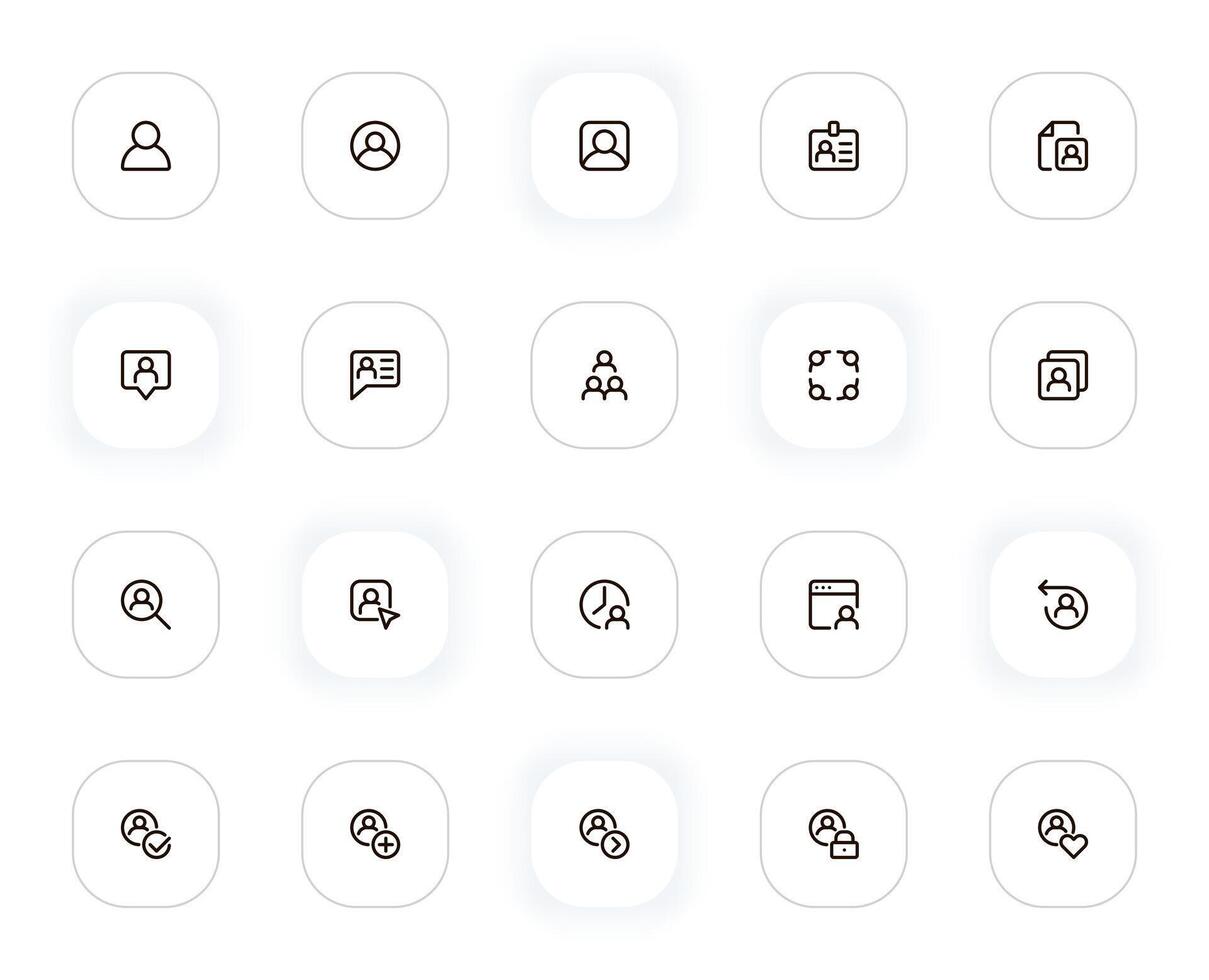 Users avatar line icons set. Profile, person symbol, teamwork, human, face and other buttons. outline pictograms for web and ui, ux mobile app design. Editable Stroke. 24x24 Pixel Perfect. vector