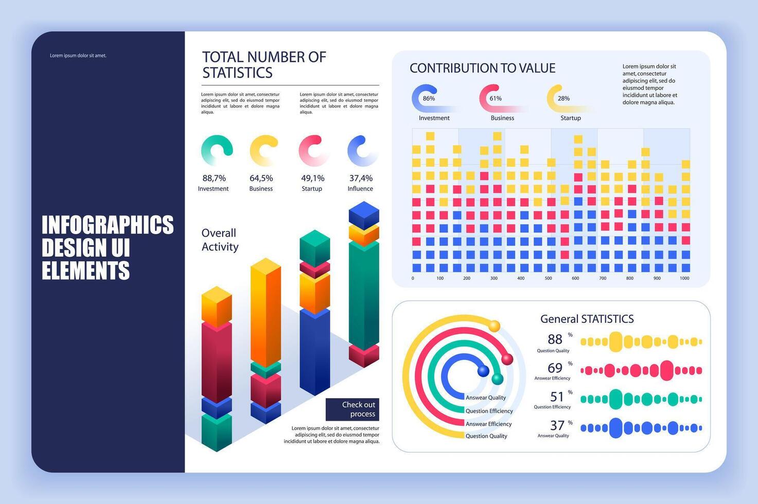 Bundle infographic elements data visualization design template. Can be used for steps, business processes, workflow, diagram, flowchart, timeline, KPI dashboard, info graphics. vector